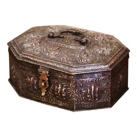 Repousse metal and wood box 